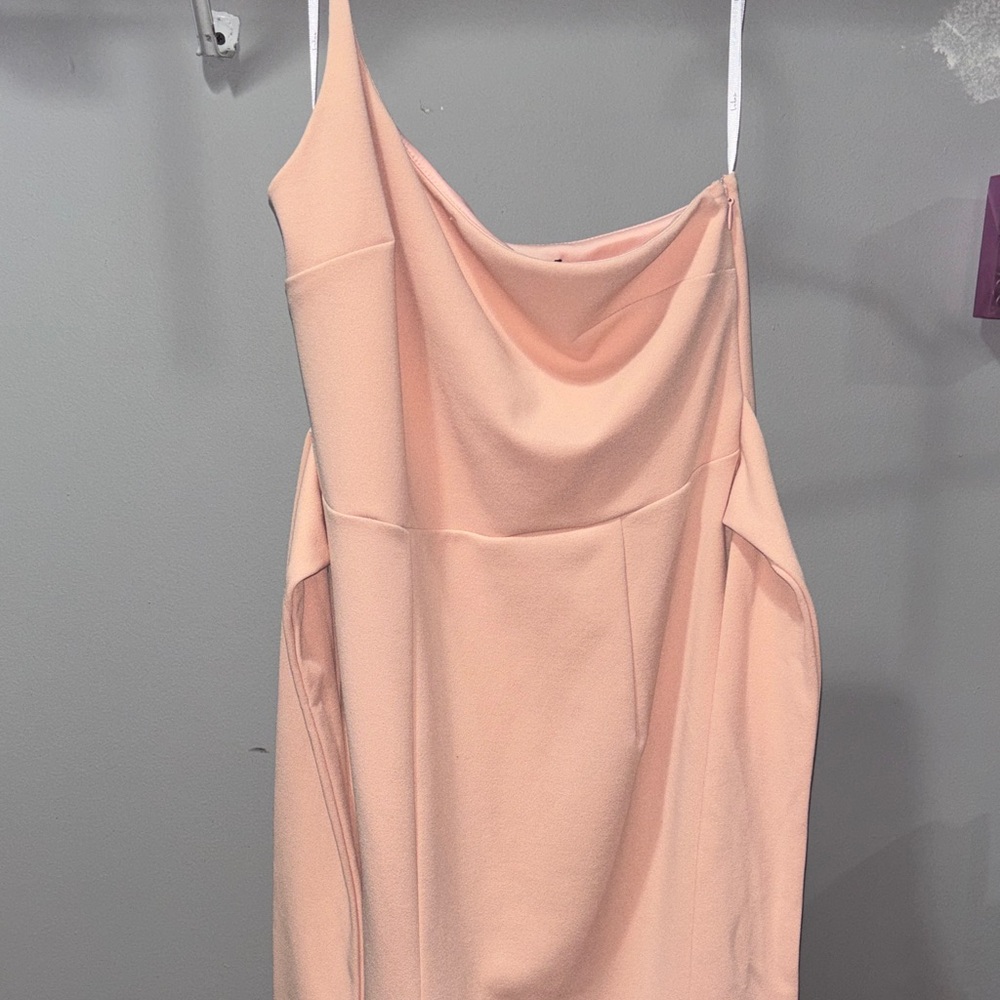 Lulu's One-Shoulder Cowl Midi Dress in Peach